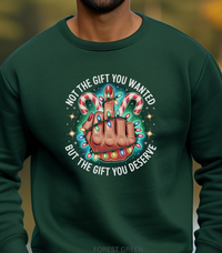 Load image into Gallery viewer, Funny Middle Finger Sweatshirt, Not the Gift You Wanted But The Gift You Deserve, Sarcastic Pullover, Adult Humor Crewneck
