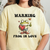 Load image into Gallery viewer, CC Frog Valentine Shirt, Frog Pun T-shirt, Quirky Love Tshirt, Amphibian Valentine Tee, Warning Frog In Love
