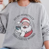 Load image into Gallery viewer, Santa Christmas Sweatshirt, Ugly Christmas Sweater, Santa Coffee Mug Crewneck, Holiday Caffeinated Pullover

