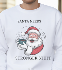 Load image into Gallery viewer, Santa Christmas Sweatshirt, Ugly Christmas Sweater, Santa Coffee Mug Crewneck, Holiday Caffeinated Pullover
