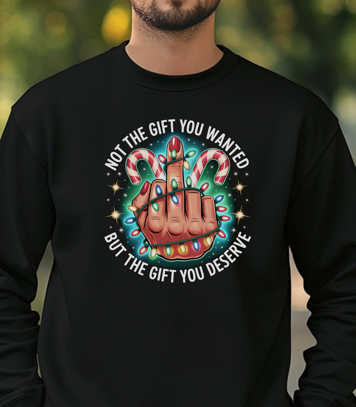 Funny Middle Finger Sweatshirt, Not the Gift You Wanted But The Gift You Deserve, Sarcastic Pullover, Adult Humor Crewneck