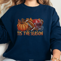 Load image into Gallery viewer, Fall Football Sweatshirt, Pumpkin Football Helmet Crewneck, Funny Autumn Game Day Pullover, Tis The Season Sports Fan Shirt
