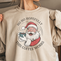 Load image into Gallery viewer, Santa Christmas Sweatshirt, Ugly Christmas Sweater, Santa Coffee Mug Crewneck, Holiday Caffeinated Pullover
