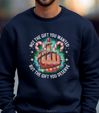 Load image into Gallery viewer, Funny Middle Finger Sweatshirt, Not the Gift You Wanted But The Gift You Deserve, Sarcastic Pullover, Adult Humor Crewneck
