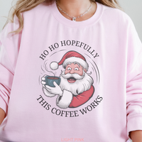 Load image into Gallery viewer, Santa Christmas Sweatshirt, Ugly Christmas Sweater, Santa Coffee Mug Crewneck, Holiday Caffeinated Pullover
