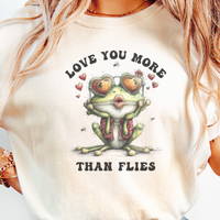 Load image into Gallery viewer, CC Frog Valentine Shirt, Frog Pun T-shirt, Quirky Love Tshirt, Amphibian Valentine Tee, Love You More Than Flies
