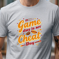 Load image into Gallery viewer, Funny Football Tailgating Shirt, Game Day Is My Cheat Day Tee for Snack-Loving Sports Fans

