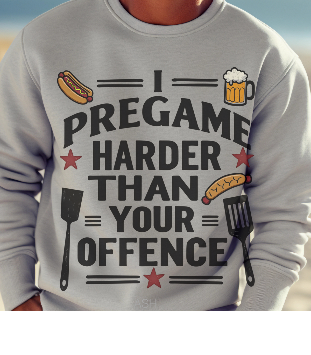 Funny Football Sweatshirt – I Pregame Harder Than Your Offense, Tailgate Hoodie, Game Day Pullover for Hardcore Football Fans