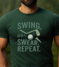 Load image into Gallery viewer, Golf Shirt Men, Gift for Golfer, Golf Shirt Gift For Husband, Golf Gift For Dad, Golf Tshirt for Men, Golf Lover Gift, Swing Swear Repeat Tee
