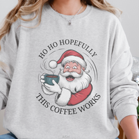 Load image into Gallery viewer, Santa Christmas Sweatshirt, Ugly Christmas Sweater, Santa Coffee Mug Crewneck, Holiday Caffeinated Pullover
