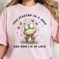 Load image into Gallery viewer, CC Frog Valentine Shirt, Frog Pun T-shirt, Quirky Love Tshirt, Amphibian Valentine Tee, Started As A Joke
