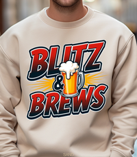 Load image into Gallery viewer, Blitz &amp; Brews Football Shirt, Funny Game Day Tee for Tailgating, Beer and Football T-Shirt, Fall Sports Shirt for Fans and Friends
