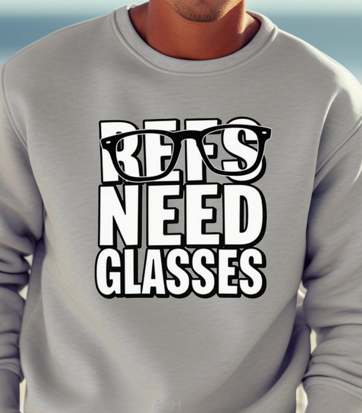 Refs Need Glasses Football Fan Sweatshirt – Funny Game Day Shirt for Loud Fans, Armchair Refs, and Sideline Complainers