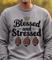 Load image into Gallery viewer, Blessed and Stressed Football Shirt, Funny Game Day Tee for Fans, Tailgate T-Shirt, Fall Sports Shirt for Moms, Wives, and Fans

