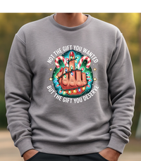 Load image into Gallery viewer, Funny Middle Finger Sweatshirt, Not the Gift You Wanted But The Gift You Deserve, Sarcastic Pullover, Adult Humor Crewneck
