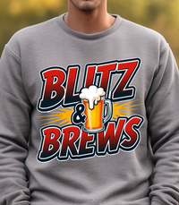Load image into Gallery viewer, Blitz &amp; Brews Football Shirt, Funny Game Day Tee for Tailgating, Beer and Football T-Shirt, Fall Sports Shirt for Fans and Friends
