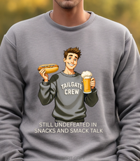 Load image into Gallery viewer, Still Undefeated in Snacks and Smack Talk Football Sweatshirt – Funny Game Day Shirt for Fans Who Talk Big and Snack Bigger
