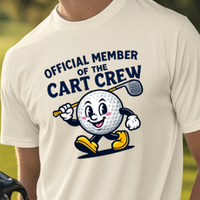 Load image into Gallery viewer, Ride More, Walk Less? – Official Member of the Cart Crew Golf Shirt, Funny Tee for Golfers Who Know Walking’s Overrated
