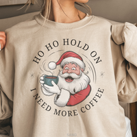 Load image into Gallery viewer, Santa Christmas Sweatshirt, Ugly Christmas Sweater, Santa Coffee Mug Crewneck, Holiday Caffeinated Pullover
