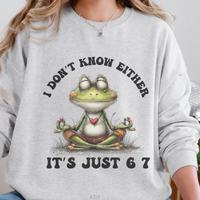 Load image into Gallery viewer, 67 Frog Sweatshirt, Frog Meme Shirt, 67 Inside Joke Crewneck, Unisex Amphibian Pullover, I Don't Know Either
