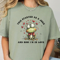 Load image into Gallery viewer, CC Frog Valentine Shirt, Frog Pun T-shirt, Quirky Love Tshirt, Amphibian Valentine Tee, Started As A Joke
