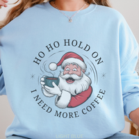 Load image into Gallery viewer, Santa Christmas Sweatshirt, Ugly Christmas Sweater, Santa Coffee Mug Crewneck, Holiday Caffeinated Pullover
