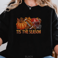 Load image into Gallery viewer, Fall Football Sweatshirt, Pumpkin Football Helmet Crewneck, Funny Autumn Game Day Pullover, Tis The Season Sports Fan Shirt
