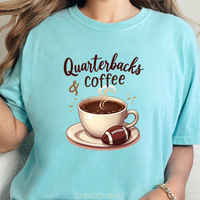 Load image into Gallery viewer, Quarterbacks And Coffee Football Shirt For Women. Football Mom Shirt, Football Season Shirt
