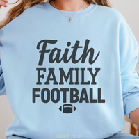 Load image into Gallery viewer, Faith Family Football Shirt, Fall Game Day Shirt, Christian Football Shirt, Sunday Funday Tee, Sports Fan T-Shirt for Him or Her
