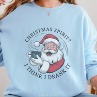 Load image into Gallery viewer, Santa Christmas Sweatshirt, Ugly Christmas Sweater, Santa Coffee Mug Crewneck, Holiday Drinking Spirit Pullover
