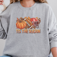Load image into Gallery viewer, Fall Football Sweatshirt, Pumpkin Football Helmet Crewneck, Funny Autumn Game Day Pullover, Tis The Season Sports Fan Shirt
