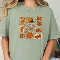 Load image into Gallery viewer, ’Tis The Season Football Sweatshir, Pumpkin, Helmet And Other Fall Icons Adorn This Fall Tshirt, Unisex Garment-Dyed T-shirt, Sizes S-4XL.
