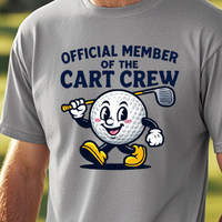 Load image into Gallery viewer, Ride More, Walk Less? – Official Member of the Cart Crew Golf Shirt, Funny Tee for Golfers Who Know Walking’s Overrated

