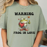 Load image into Gallery viewer, CC Frog Valentine Shirt, Frog Pun T-shirt, Quirky Love Tshirt, Amphibian Valentine Tee, Warning Frog In Love
