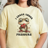 Load image into Gallery viewer, Frog Valentine Shirt, Frog Pun T-shirt, Quirky Love Tshirt, Amphibian Valentine Tee, I Croak Under Pressure
