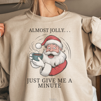 Load image into Gallery viewer, Santa Christmas Sweatshirt, Ugly Christmas Sweater, Santa Coffee Mug Crewneck, Holiday Caffeinated Pullover
