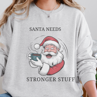 Load image into Gallery viewer, Santa Christmas Sweatshirt, Ugly Christmas Sweater, Santa Coffee Mug Crewneck, Holiday Caffeinated Pullover
