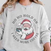 Load image into Gallery viewer, Santa Christmas Sweatshirt, Ugly Christmas Sweater, Santa Coffee Mug Crewneck, Holiday Caffeinated Pullover
