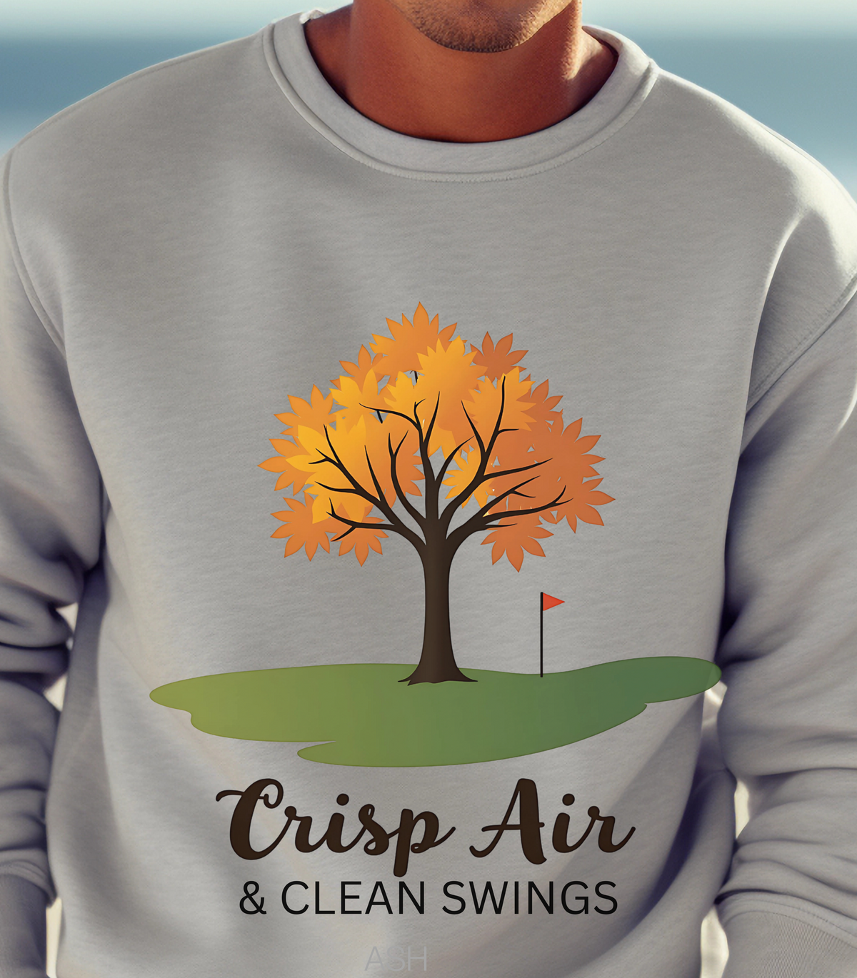Fall Golf Sweatshirt – Crisp Air & Clean Swings Pullover, Autumn Golf Crewneck for Golfers, Cozy Golf Gift for Fall Weather Rounds