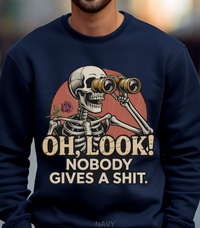 Load image into Gallery viewer, Funny Skeleton Sweatshirt, Sarcastic Skeleton Binoculars Crewneck, Snarky Graphic Pullover, Unisex Sweatshirt
