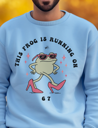 Load image into Gallery viewer, 67 Frog Sweatshirt, Frog Meme Shirt, 67 Inside Joke Crewneck, Unisex Amphibian Pullover, Running on 67
