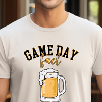 Load image into Gallery viewer, Game Day Fuel Football T-Shirt, Funny Beer and Sports Fan Tee for Tailgates And Sundays, Unisex Jersey Short Sleeve Tee Sizes S-4XL
