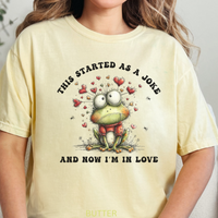 Load image into Gallery viewer, CC Frog Valentine Shirt, Frog Pun T-shirt, Quirky Love Tshirt, Amphibian Valentine Tee, Started As A Joke
