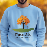 Load image into Gallery viewer, Fall Golf Sweatshirt – Crisp Air &amp; Clean Swings Pullover, Autumn Golf Crewneck for Golfers, Cozy Golf Gift for Fall Weather Rounds
