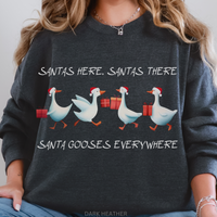 Load image into Gallery viewer, Santa Gooses Everywhere Sweatshirt, Funny Christmas Goose Crewneck, Holiday Geese in Santa Hats Pullover, Goose Xmas Unisex Sweatshirt Gift
