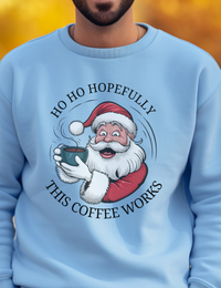 Load image into Gallery viewer, Santa Christmas Sweatshirt, Ugly Christmas Sweater, Santa Coffee Mug Crewneck, Holiday Caffeinated Pullover
