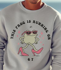 Load image into Gallery viewer, 67 Frog Sweatshirt, Frog Meme Shirt, 67 Inside Joke Crewneck, Unisex Amphibian Pullover, Running on 67
