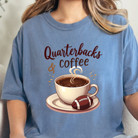 Load image into Gallery viewer, Quarterbacks And Coffee Football Shirt For Women. Football Mom Shirt, Football Season Shirt
