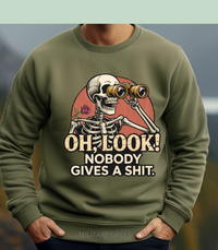 Load image into Gallery viewer, Funny Skeleton Sweatshirt, Sarcastic Skeleton Binoculars Crewneck, Snarky Graphic Pullover, Unisex Sweatshirt
