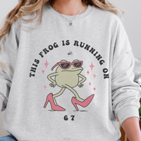 Load image into Gallery viewer, 67 Frog Sweatshirt, Frog Meme Shirt, 67 Inside Joke Crewneck, Unisex Amphibian Pullover, Running on 67
